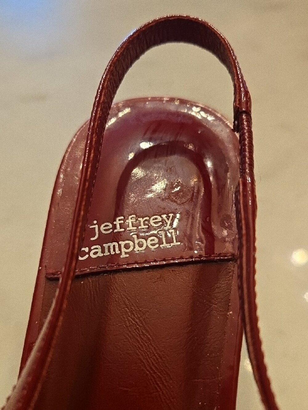 Jeffery Campbell Women’s Burgundy Patent Slingback Pointed Toe Flats - Picture 2 of 5